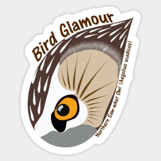 Northern Saw-whet Owl (Large Text) Sticker